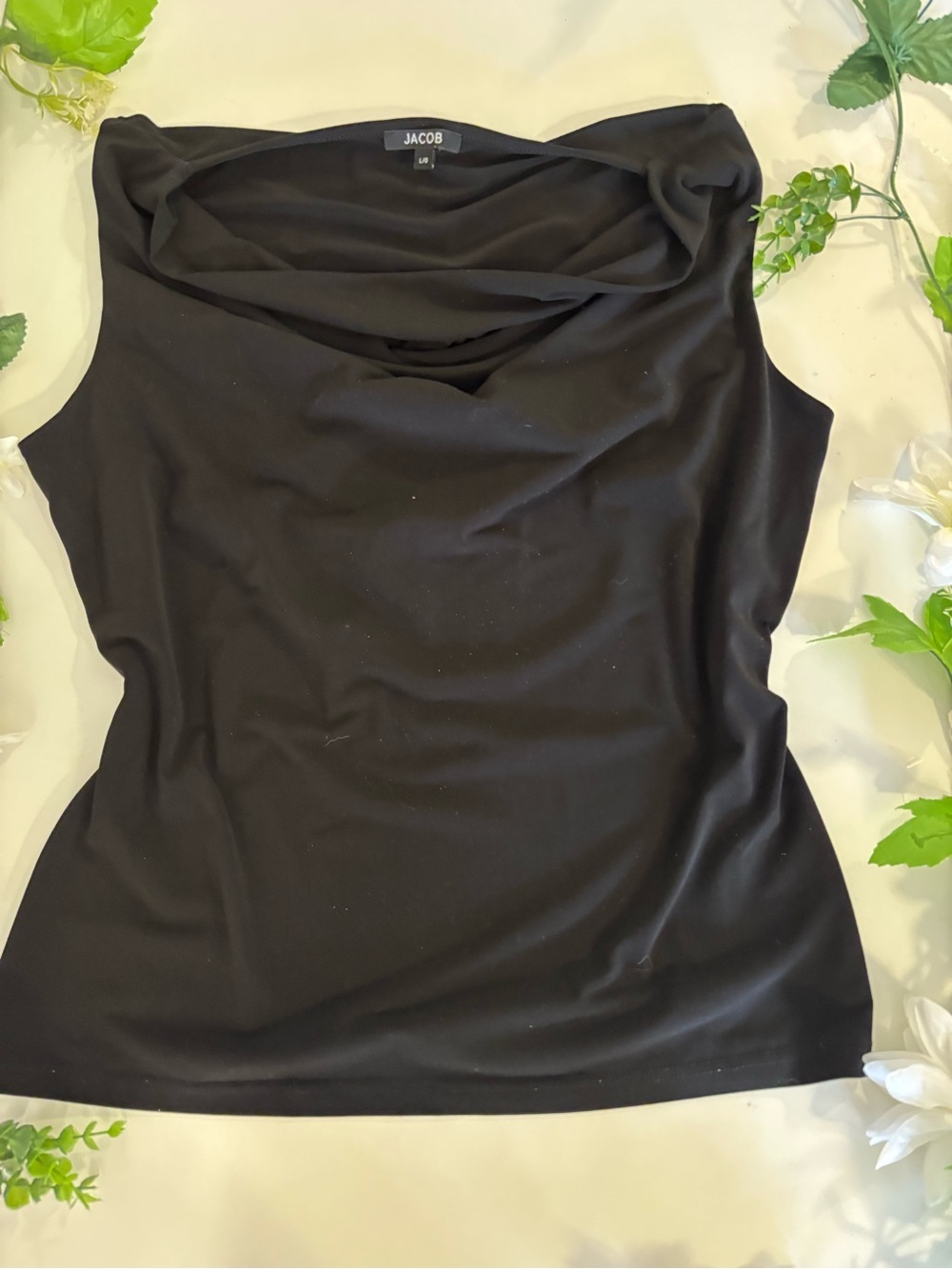 Classic Jacob Black Sleeveless Cowl Neck Camisole Size Large
